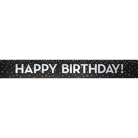 Creative Converting 72" x 5" Gold and Silver Happy Birthday Foil Banner, 12PK 359159